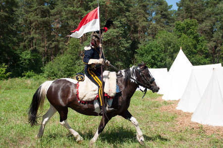 RUSSIA KALININGRAD, 30 JUNE 2019: Historical reenactment of the Battle of Friedland,  Napoleonic Wars  Kaliningrad region, Russia.のeditorial素材