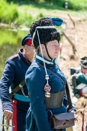 RUSSIA KALININGRAD, 30 JUNE 2019: Historical reenactment of the Battle of Friedland,  Napoleonic...