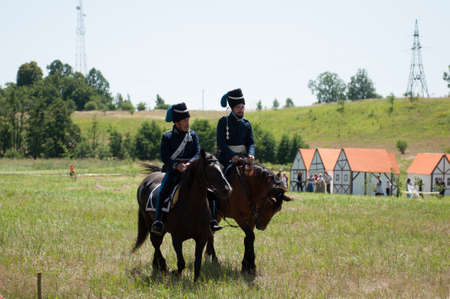 RUSSIA KALININGRAD, 30 JUNE 2019: Historical reenactment of the Battle of Friedland,  Napoleonic Wars  Kaliningrad region, Russia.のeditorial素材