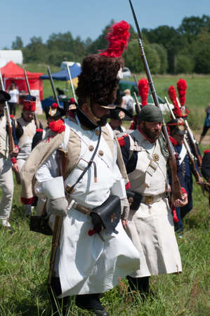 RUSSIA KALININGRAD, 30 JUNE 2019: Historical reenactment of the Battle of Friedland,  Napoleonic...