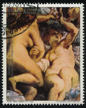 RUSSIA KALININGRAD, 19 APRIL 2017: stamp printed by Paraguay, shows Painting by Rubens, circa 1981のeditorial素材