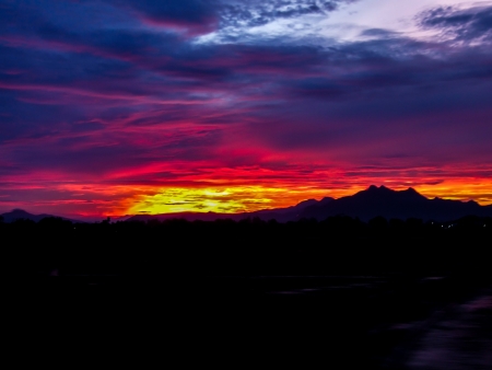 The light of sunrise and sky on trainの写真素材