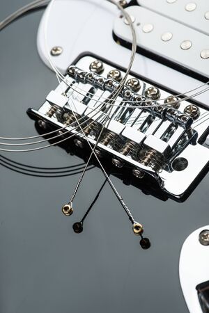 Electric guitar bridge with strings