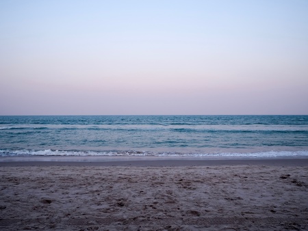 Sea sand and clear sky in the evening.の素材