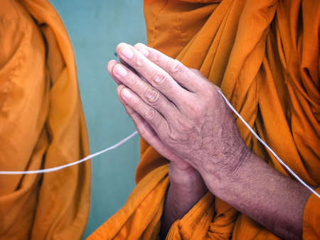 pray, Put the palms of the hands together in salute, monk, thailandの写真素材