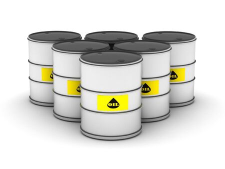 Oil barrel isolated on white background. High quality 3d render.の写真素材
