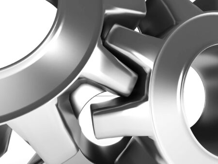 Close-up of Machine Gears isolated on white background. High quality 3d render.の写真素材