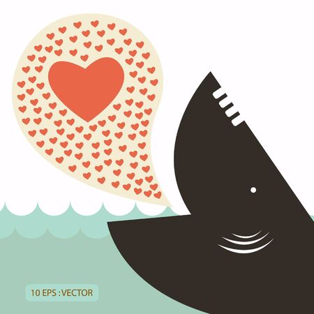 Whale in love concept for valentineのイラスト素材