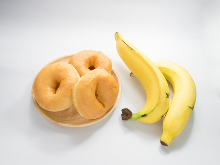 classic donuts and banana, choose healthyの写真素材