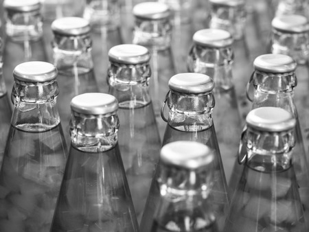 bottles of Nata de coco in syrup,black and white styleの写真素材