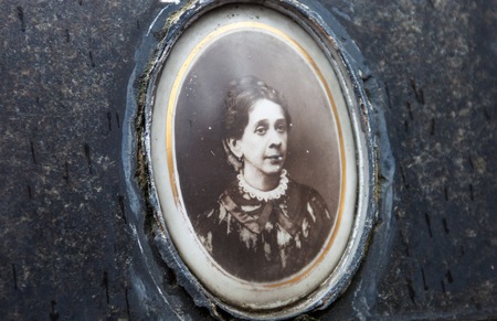 Portrait of the woman on the gravestone from the middle of the 19th century.のeditorial素材