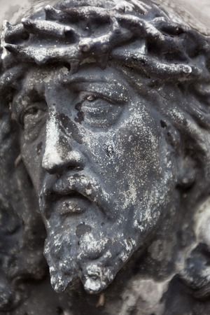 Old cemetery marble sculpture of Jesus Christの写真素材