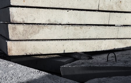 Stack of new concrete blocks on the construction site.の写真素材