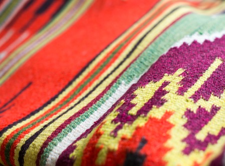 Traditional Ukrainian woven fabric from the Carpathian mountains regionの写真素材