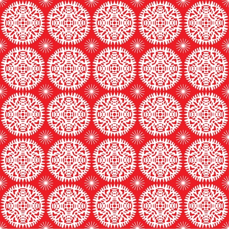 White snowflakes on the red background seamless pattern. Winter holidays collection. Vector illustration.のイラスト素材