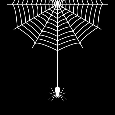 Spider hanging on the cobweb thread. Vector illustration.のイラスト素材