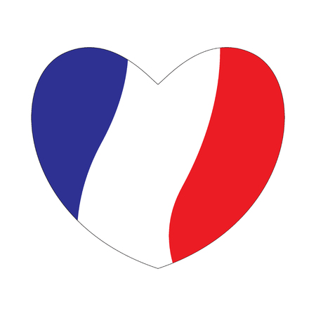 Flag of France in a heart shape. French flag. Wavy lines. Vector illustration.のイラスト素材