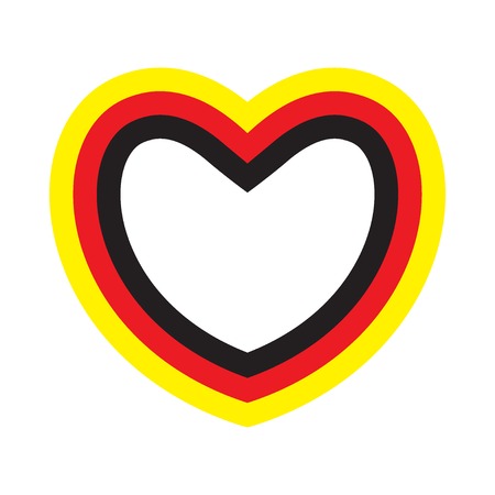 Heart with contours of German flag's colors. Love to Germany. Vector illustration.のイラスト素材