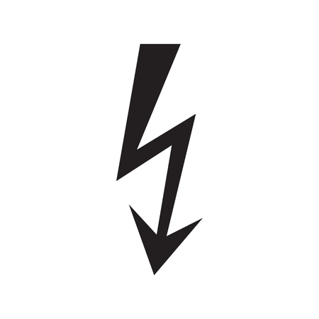 Lightning icon. Electricity sign. Danger. Dangerous. Black and white vector illustration.のイラスト素材