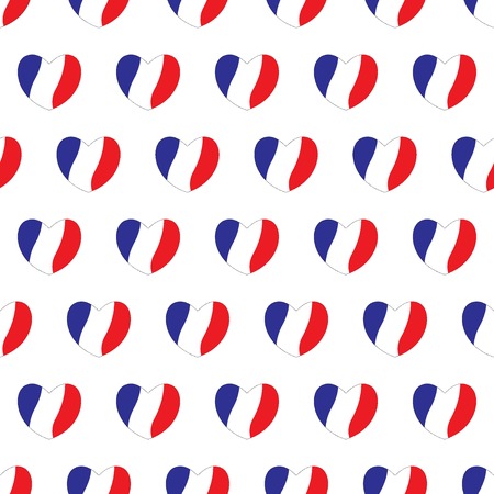Hearts with French flag's colors. Seamless pattern. Love to France. Vector illustration.のイラスト素材