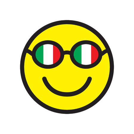 Smile icon with glasses of Italian flag's colors. Vector illustration.のイラスト素材