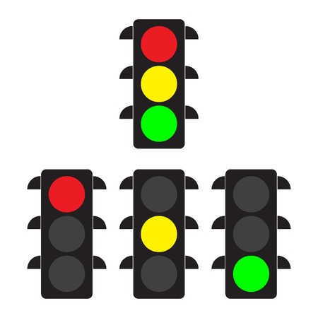 Traffic light. Red, yellow and green lights. Flat stile. Vector illustration.のイラスト素材