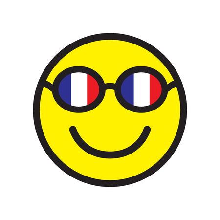 Smile icon with glasses of French flag's colors. Vector illustration.のイラスト素材