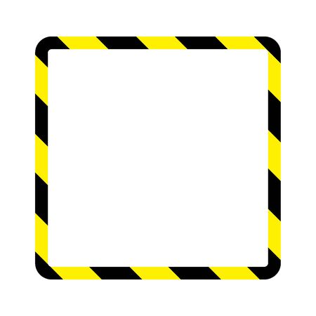 Warning stripes frame. Square frame. Yellow and black diagonal stripes. Vector illustration.のイラスト素材