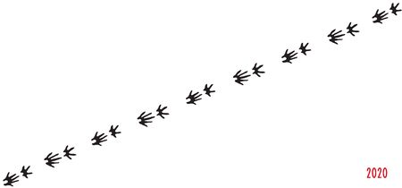 Happy New Year card. 2020. Year of the rat. Rat's paw prints. Winter holidays. Vector illustration.のイラスト素材