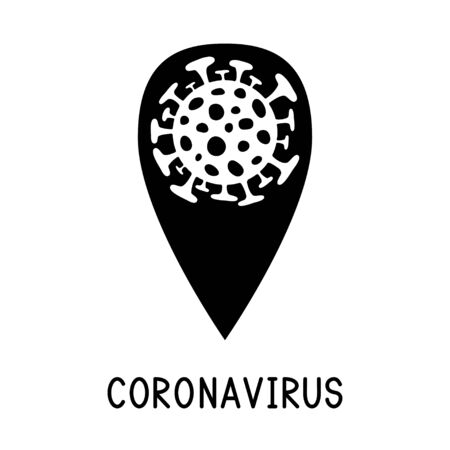 Coronavirus decease outbreak. Covid-19. Location of the infection. Epicenter of the infection. Vector illustration.のイラスト素材