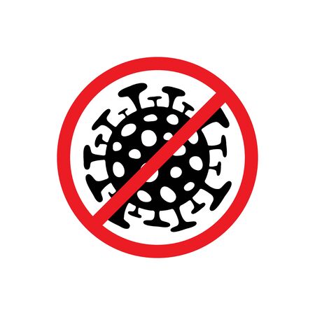 Stop coronavirus sign. Covid-19. Stop coronavirus infection. Dangerous coronavirus bacteria. Vector illustration.のイラスト素材