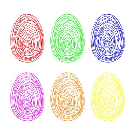 Happy Easter. Easter eggs. Pencil drawing. Different colors. Vector illustration.のイラスト素材