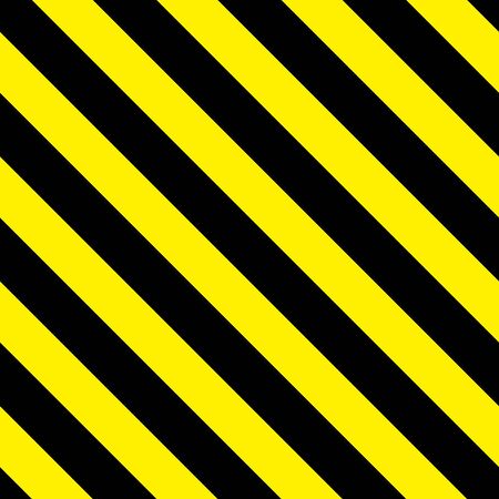 Safety stripes. Warning stripes. Barricade tape. Yellow and black diagonal stripes. Seamless geometrical pattern. Vector illustration.のイラスト素材