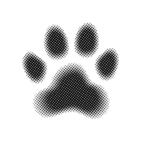 Halftone paw print. Animal's (dog's, pet's) symbol. Vector illustration.のイラスト素材