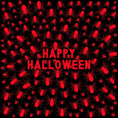 Happy Halloween card with spiders. Vector illustration.のイラスト素材