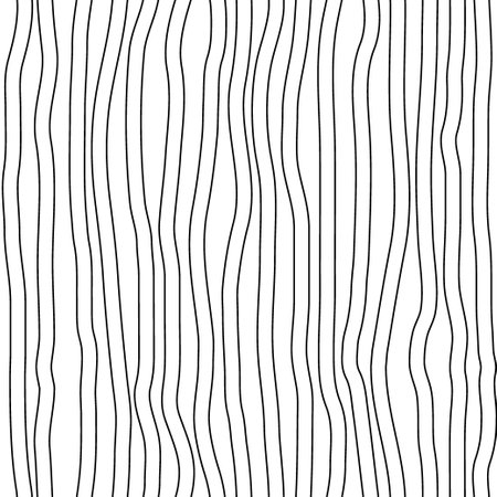 Hand drawn seamless striped black and white pattern. Curved vertical lines. Vector illustration.のイラスト素材