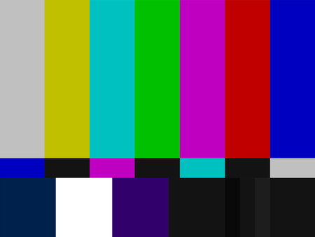 Test pattern. NTSC test card. TV color bars. Television screen error. No signal. Vector illustration.のイラスト素材