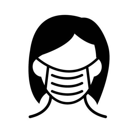 People face with mask icon vector in isolated on white background. Notice Safety sign, Wear dust maskのイラスト素材