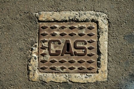 steel gas connection shelter in pavement, detail photoの写真素材