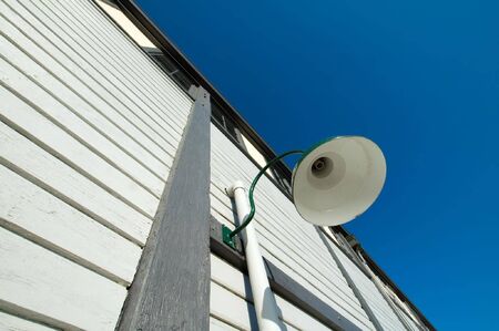 white wooden hall, light without a bulb, abstractの写真素材