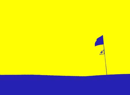 abstract golf background, yellow and blue colorの写真素材