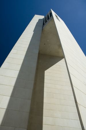 Modern Carillion in Canberra, photo taken under it, clear blue skyの写真素材