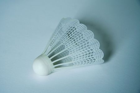 white badminton basket on white clear background,の写真素材