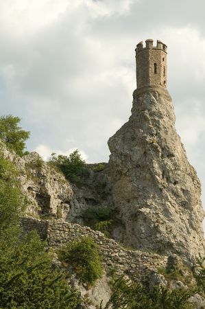 famous tower of Devin castle near Bratislava, Slovakiaの写真素材