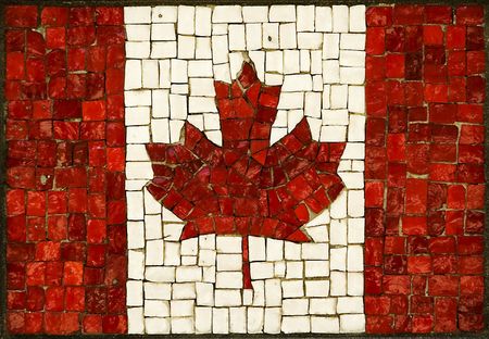 mosaic abstract canadian flag made of small blocksの写真素材