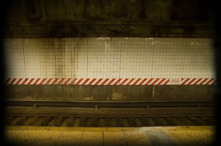 old dirty subway rail background, photo taken in new yorkの写真素材