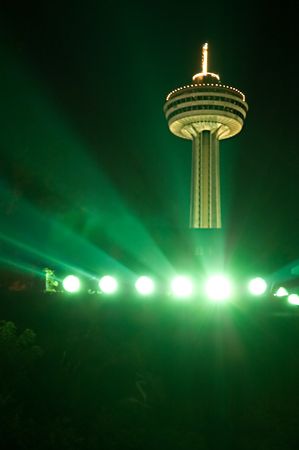 skylon tower at night, niagara falls, canadian sideのeditorial素材