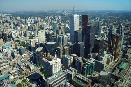 aerial view of toronto, long distance visibilityの写真素材