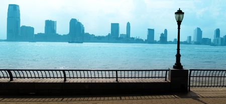 New Jersey panorama, color filter used. photo taken from Manhattan, New York.の写真素材