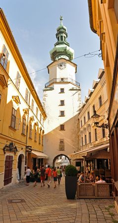 St. Michael's gate (Michalska brana) in Bratislava, capital city of Slovakia. のeditorial素材